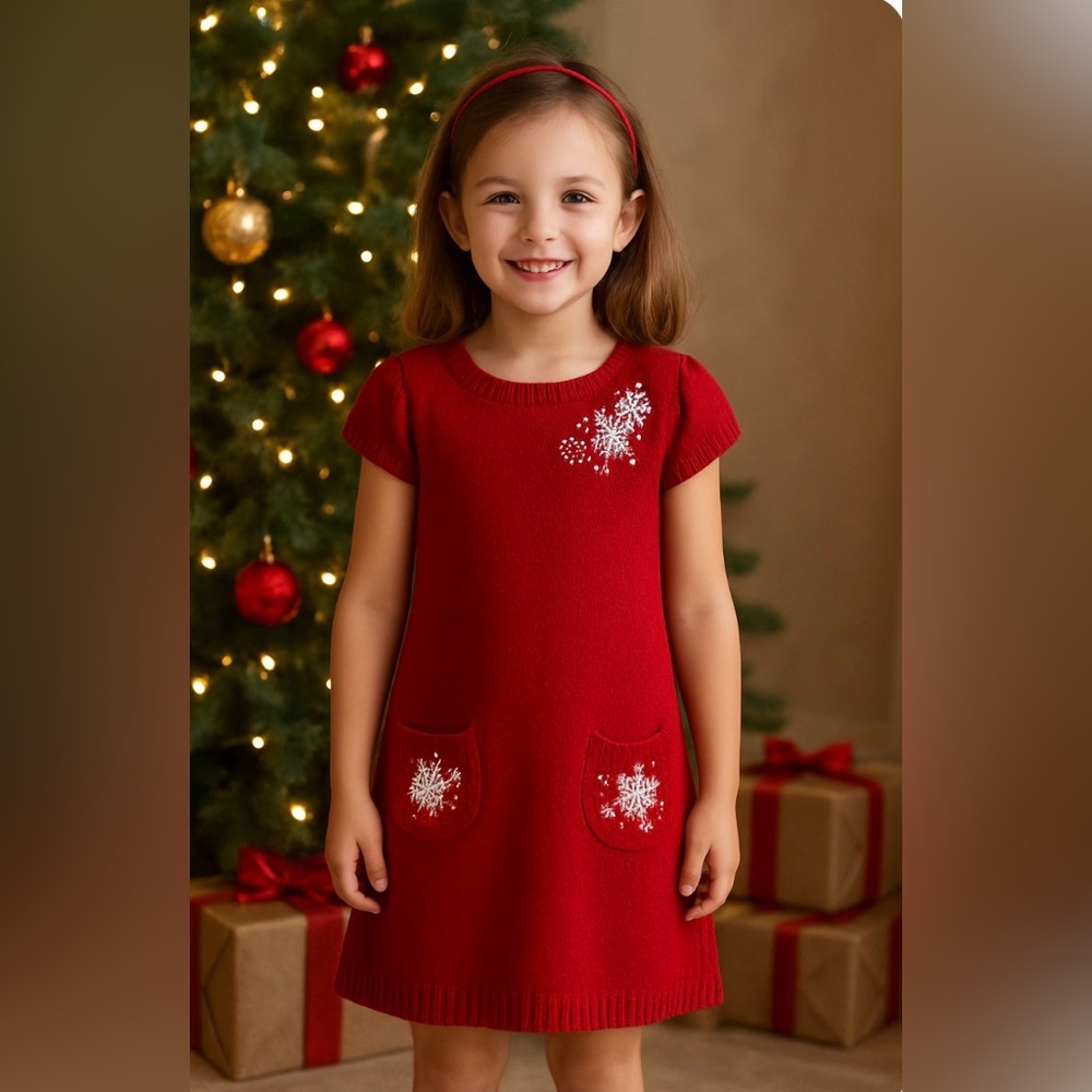 Oudu Fashion Women/Girl Red Knit Dress Angora Lamswood Christmas Size 11